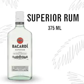 Walmart BACARDI Superior White Rum, Gluten Free, 375 mL Bottle, ABV 40% offer