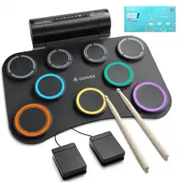 Walmart Donner 9 Pads Kids Adults Electronic Drum Sets Kit with Dual Bluetooth Speaker for Gift DED-20(SE) offer