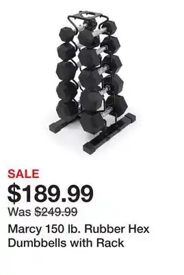 Dick's Sporting Goods Marcy 150 lb. Rubber Hex Dumbbells with Rack offer