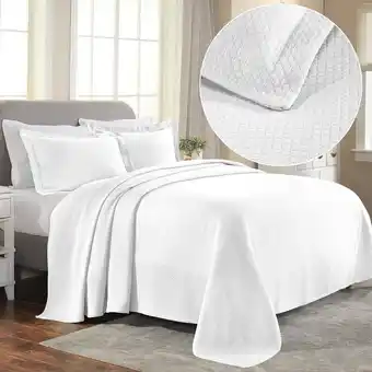 Walmart Superior Lightweight Cotton Modern Solid 4-Piece Bedspread Set, Full, White offer