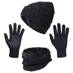 Walmart Loritta 3 Pcs Women Winter Beanie Hat Casual Scarf and Touch Screen Gloves Set for Men offer