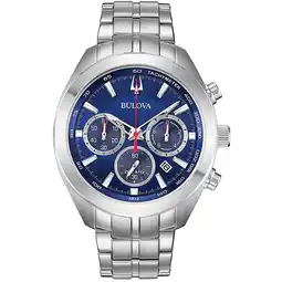 Walmart Men's 96B285 Quartz Chronograph Blue Dial Silver-Tone 44.5mm Watch offer