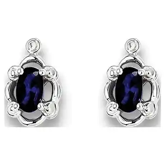 Walmart Sterling Silver Created Sapphire and Diamond Earrings - .010 dwt .54 cwt - Measures 10x6mm Wide offer