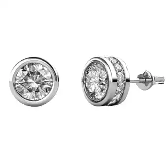 Walmart Cate & Chloe Mae 18k White Gold Plated Stud Earrings with Round Cut Swarovski Crystals for Women offer