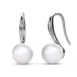 Walmart Cate & Chloe Ann 18k White Gold Pearl Drop Earrings with Swarovski Crystals for Women, Gift for Her offer