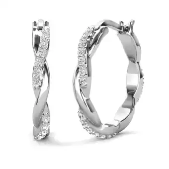 Walmart Cate & Chloe Lauren 18k White Gold Plated Twisted Hoop Earrings with Swarovski Crystals for Women offer