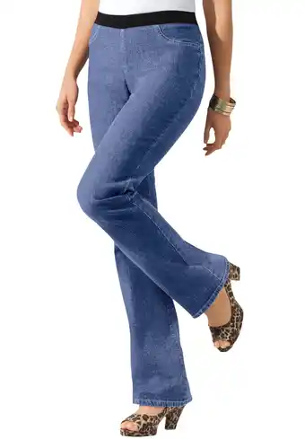 Walmart Roaman's Women's Plus Size Petite Invisible Stretch All Day Bootcut Jean offer