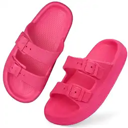 Walmart VONMAY Unisex Slides Sandals Thick Sole Pillow Sandals with Adjustable Double Buckle offer