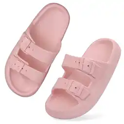 Walmart VONMAY Unisex Slides Sandals Thick Sole Pillow Sandals with Adjustable Double Buckle offer