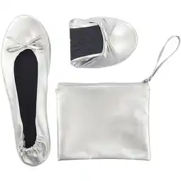 Walmart Ballerina Shoes, Foldable Ballet Flats (Silver, US 8.5-9.5) offer