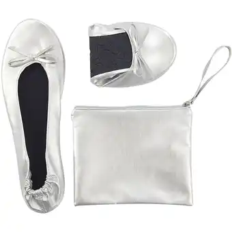 Walmart Ballerina Shoes, Foldable Ballet Flats (Silver, US 8.5-9.5) offer