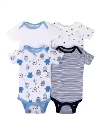 Walmart Little Star Organic Baby Boy 4Pk Short Sleeve Bodysuits, Size Preemie-24M offer