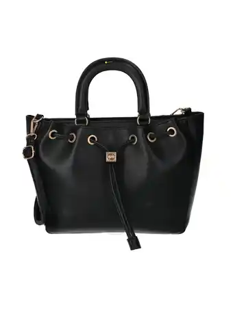 Walmart Time and Tru Women's Brynlee Faux Leather Drawstring Tote Handbag, Black offer