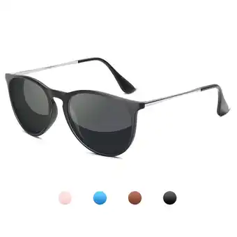 Walmart Sunglasses for Women Men Polarized UV Protection Lens Round Fashion Mirrored Black Sunglasses-Blue offer