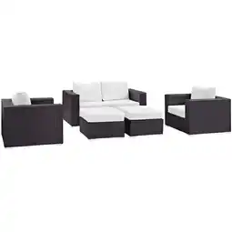 Walmart Modway Convene 5 Piece Outdoor Patio Sofa Set in Espresso Red offer