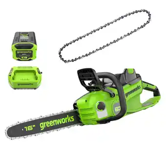 Walmart Greenworks 60V 16 1.5kW Brushless Chainsaw with 2.5 Ah Battery & 3 Amp Charger + Bonus Chain offer