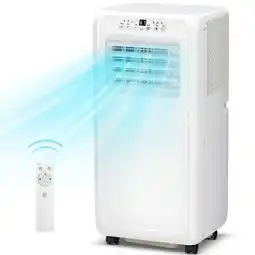 Walmart Auseo 8000BTU Portable Air Conditioner, Cooling 250 Square Feet, Dehumidifier/Fan/Cooler, White offer