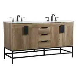 Walmart Elegant Decor Eugene 60 Aluminum Alloy & MDF Double Bathroom Vanity in Oak offer