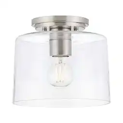 Walmart Adley Collection One-Light Brushed Nickel Clear Glass New Traditional Flush Mount Light offer