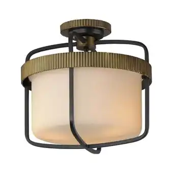 Walmart Maxim 32650 Ruffles 3 Light 14 Wide Semi-Flush Drum Ceiling Fixture - Black offer