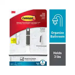 Walmart Command Twin Blade Squeegee with Bath Wall Hook, White, 1 Squeegee, Streak Free Cleaning, 9 Height offer