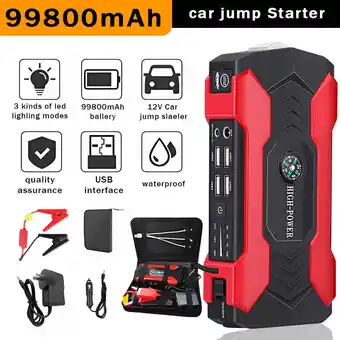 Walmart Beiou 99800mAh Car Jump Starter Booster Jumper Box & Portable Power Bank, Red offer