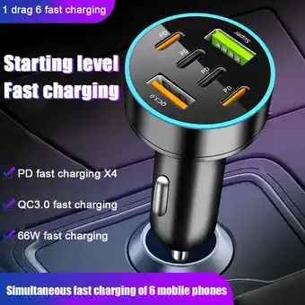 Walmart BQLQBQLQ 66W Car Charger 4 USB Type C Fast Charging Car Phone Adapter Digital With offer