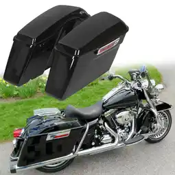 Walmart Kojem Hard Saddle Bags for 1993 - 2013 Harley Road King Glide Vivid Black Lockable Saddlebags offer