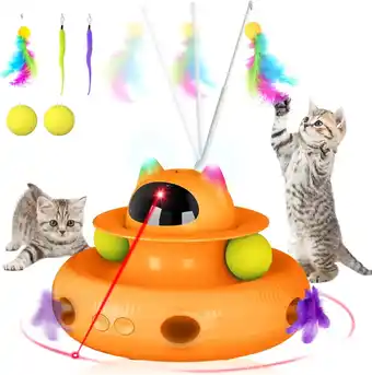 Walmart 4 in 1 Indoor Interactive Cat Toy Smart USB Rechargeable Cat Play Stick and Ball Orange offer