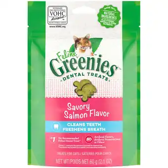 Walmart Greenies Feline Savory Salmon Flavor Dental & Crunchy Treat For Cat, 2.1 Oz offer