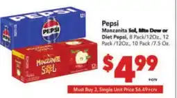 Vallarta Supermarkets Pepsi Manzanita Sol, Mtn Dew or Diet Pepsi offer