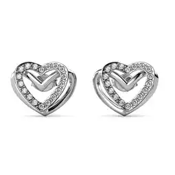 Walmart Cate & Chloe Cathy 18k White Gold Heart Stud Earrings with Swarovski Crystals Gift for Women offer