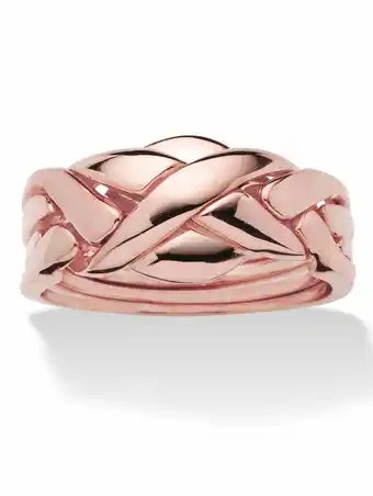 Walmart PalmBeach Jewelry 14k Yellow or Rose Gold-Plated or Platinum-Plated Braided Puzzle Ring offer