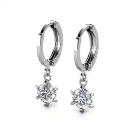 Walmart Cate & Chloe Davina 18k White Gold Plated Hoop Earrings with Dangling Round Cut Swarovski Crystal offer