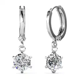 Walmart Cate & Chloe Davina 18k White Gold Plated Hoop Earrings with Dangling Round Cut Swarovski Crystal offer