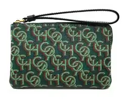 Walmart Coach Women's Small Corner Zip Wristlet in Signature Canvas with Banana Print (Khaki / Dark Saddle) offer