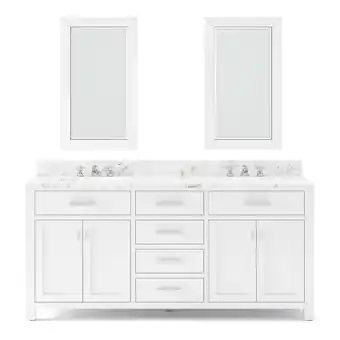 Walmart Water Creation Madison 72 Solid Hardwood Double Bathroom Vanity in White/Chrome offer