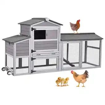 Walmart Aivituvin Large Chicken Coop on Wheels, Wooden Hen House for 2-3 Chickens, Nest Box and Asphalt Roof offer