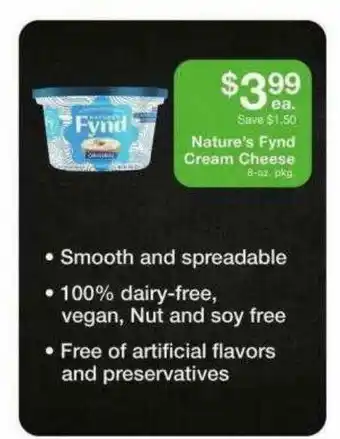 Fairway Store Market Nature's Fynd Cream Cheese offer