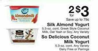 Fairway Store Market Silk Almond Yogurt So Delicious Coconut Milk Yogurt offer