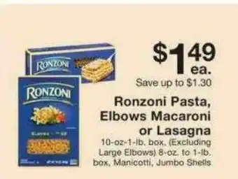 Fairway Store Market Ronzoni Pasta Elbows Macaroni Or Lasagna offer