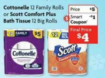 Family Dollar Cottonelle Or Scott Comfort Plus Bath Tissue offer