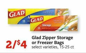 Fareway Glad Zipper Storage Or Freezer Bags Select Varieties offer