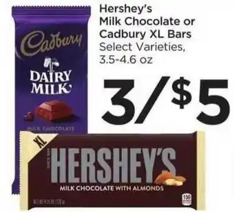 Food 4 Less Heshey's Milk Chocolate Or Cadbury Xl Bars offer
