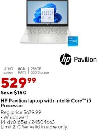 Staples HP Pavilion Laptop With Intel Core i5 Processor offer