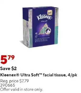 Staples Kleenex Ultra Soft Facial Tissue 4/pk offer