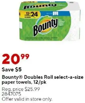 Bounty Doubles Roll Select-A-Size Paper Towels 12/Pk