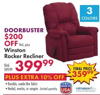 Boscov's Winston Rocker Recliner offer