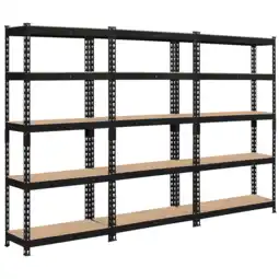 Walmart Alden Design 3 Pack 5-Shelf Boltless & Adjustable Steel Storage Shelf Unit, Black offer