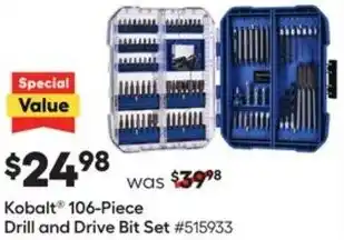 Lowe's Kobalt 106-Piece Drill and Drive Bit Set offer